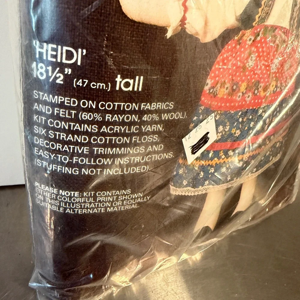 Vintage Bucilla Needlecraft Heidi Doll Kit 3628 DIY Stamped Fabric 18.5 Inch New